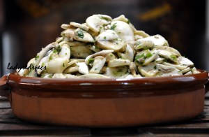 Raw Mushroom Salad served