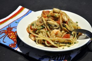 seafood pasta served