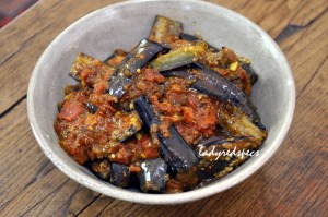 spicy eggplants served