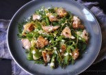 Hot smoked salmon salad with lemon salad cream