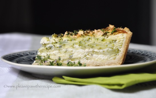 Zucchini tart with lemon, fennel, feta and thyme