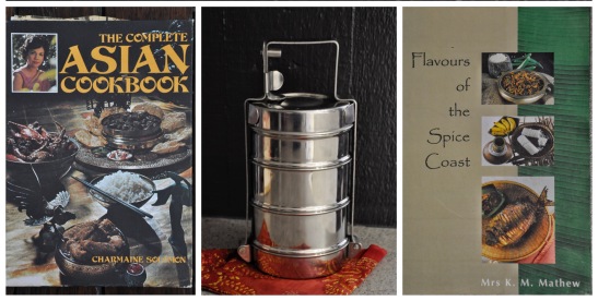Indian cookbook and tiffin carrier