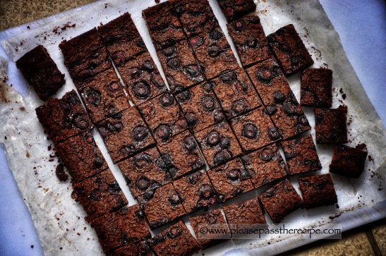 Luscious Sticky Fudgy Brownies with Blueberries