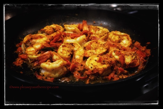 spiced prawns and red peppers